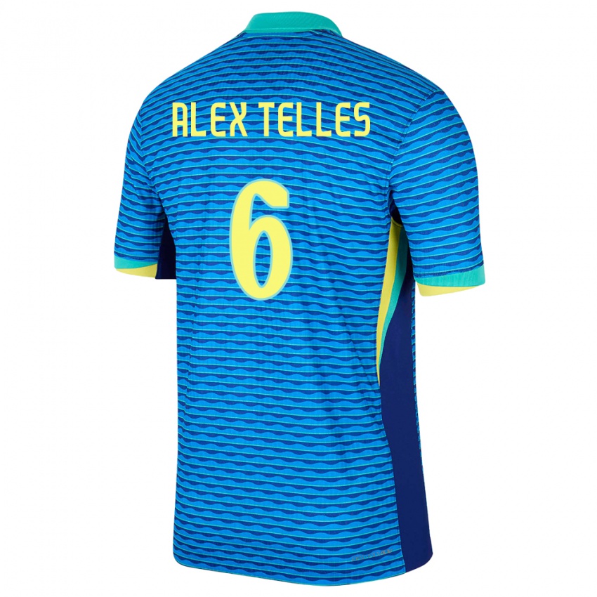 Miesten Brasilia Alex Telles #6 Sininen Vieraspaita 24-26 Lyhythihainen Paita T-Paita