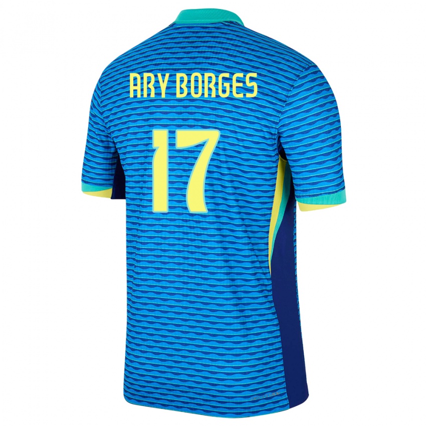 Miesten Brasilia Ary Borges #17 Sininen Vieraspaita 24-26 Lyhythihainen Paita T-Paita