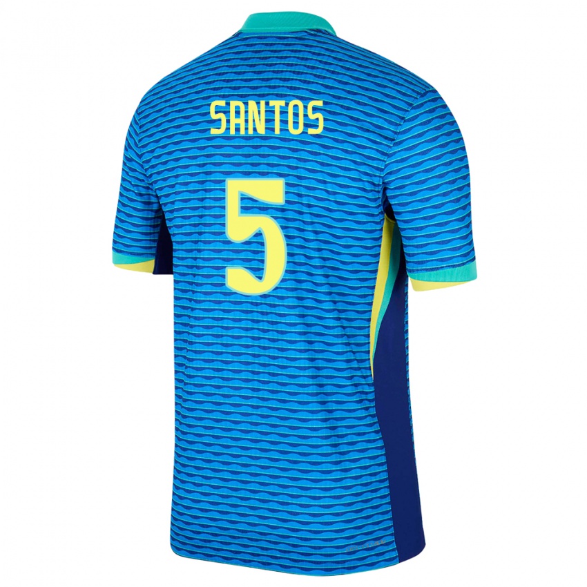 Miesten Brasilia Andrey Santos #5 Sininen Vieraspaita 24-26 Lyhythihainen Paita T-Paita