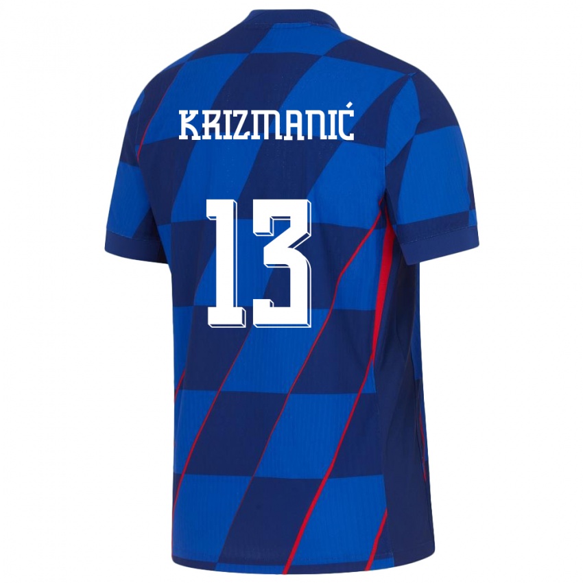 Miesten Kroatia Kresimir Krizmanic #13 Sininen Vieraspaita 24-26 Lyhythihainen Paita T-Paita