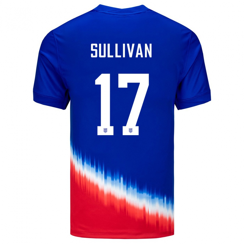 Miesten Yhdysvallat Andi Sullivan #17 Sininen Vieraspaita 24-26 Lyhythihainen Paita T-Paita