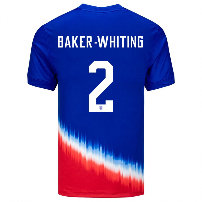 Miesten Yhdysvallat Reed Baker Whiting #2 Sininen Vieraspaita 24-26 Lyhythihainen Paita T-Paita