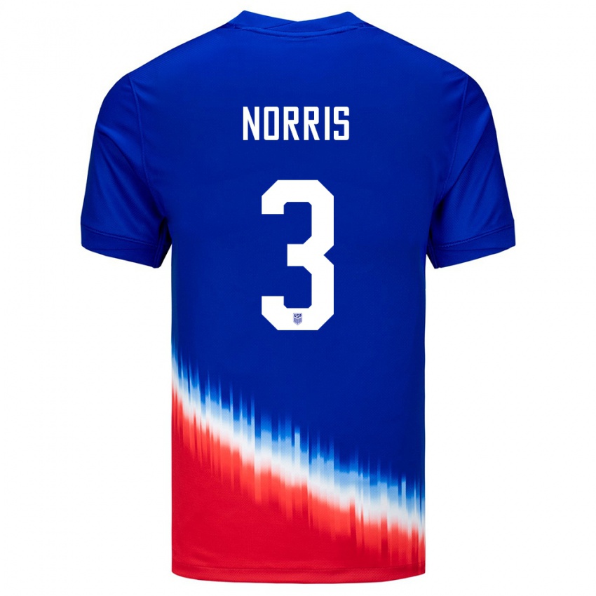 Miesten Yhdysvallat Nolan Norris #3 Sininen Vieraspaita 24-26 Lyhythihainen Paita T-Paita
