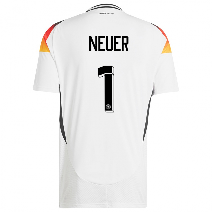 Naisten Saksa Manuel Neuer #1 Valkoinen Kotipaita 24-26 Lyhythihainen Paita T-Paita