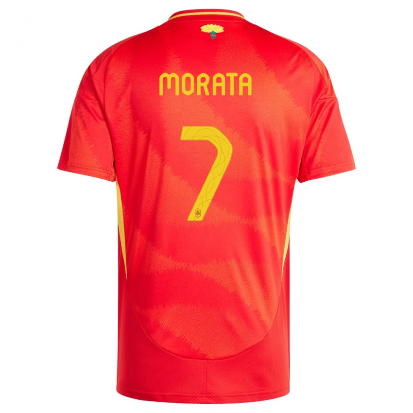 Naisten Espanja Alvaro Morata #7 Punainen Kotipaita 24-26 Lyhythihainen Paita T-Paita