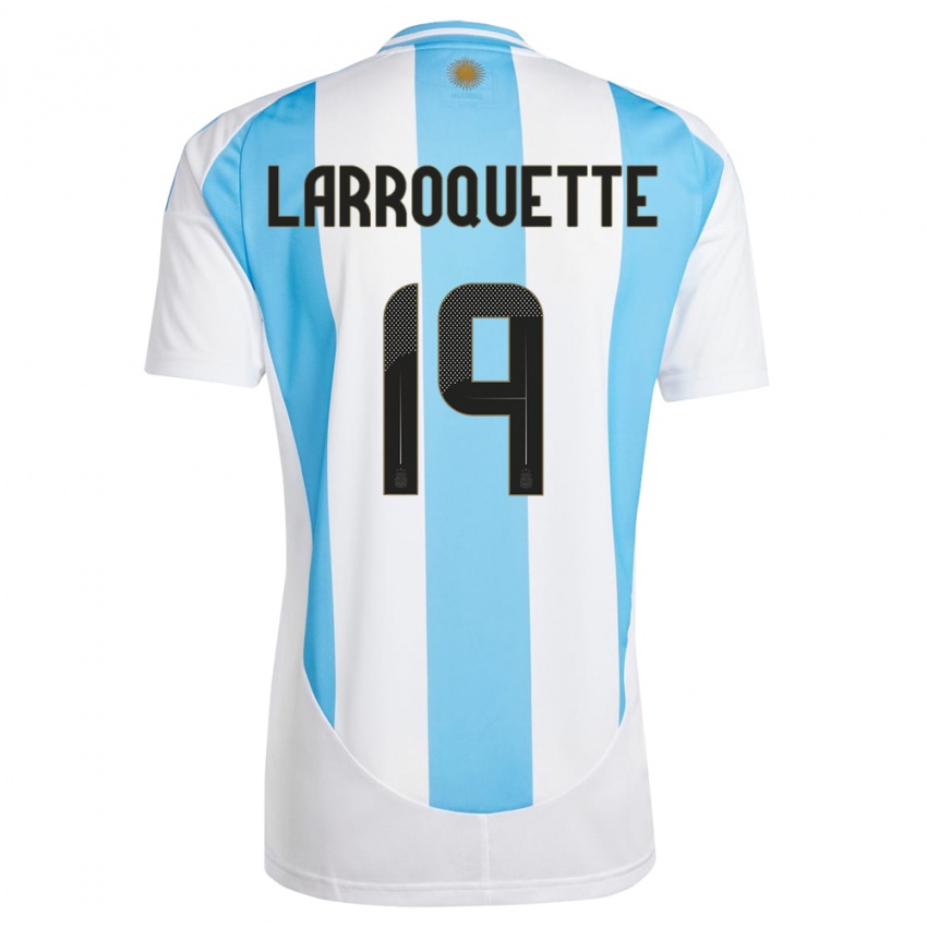 Naisten Argentiina Mariana Larroquette #19 Valkoinen Sininen Kotipaita 24-26 Lyhythihainen Paita T-Paita