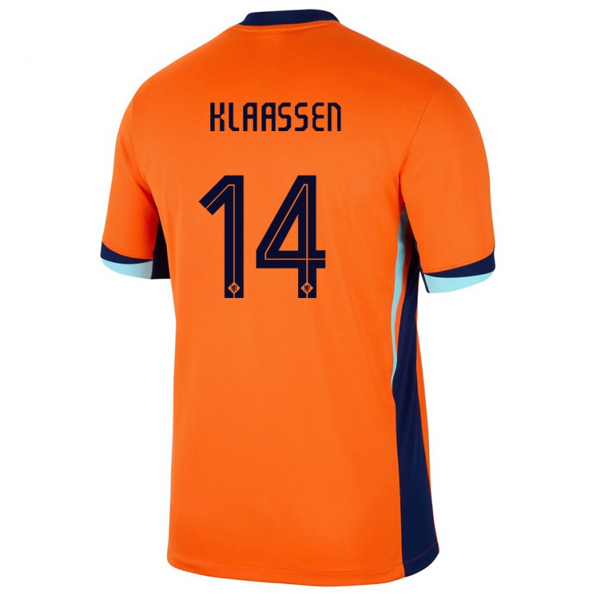 Naisten Alankomaat Davy Klaassen #14 Oranssi Kotipaita 24-26 Lyhythihainen Paita T-Paita