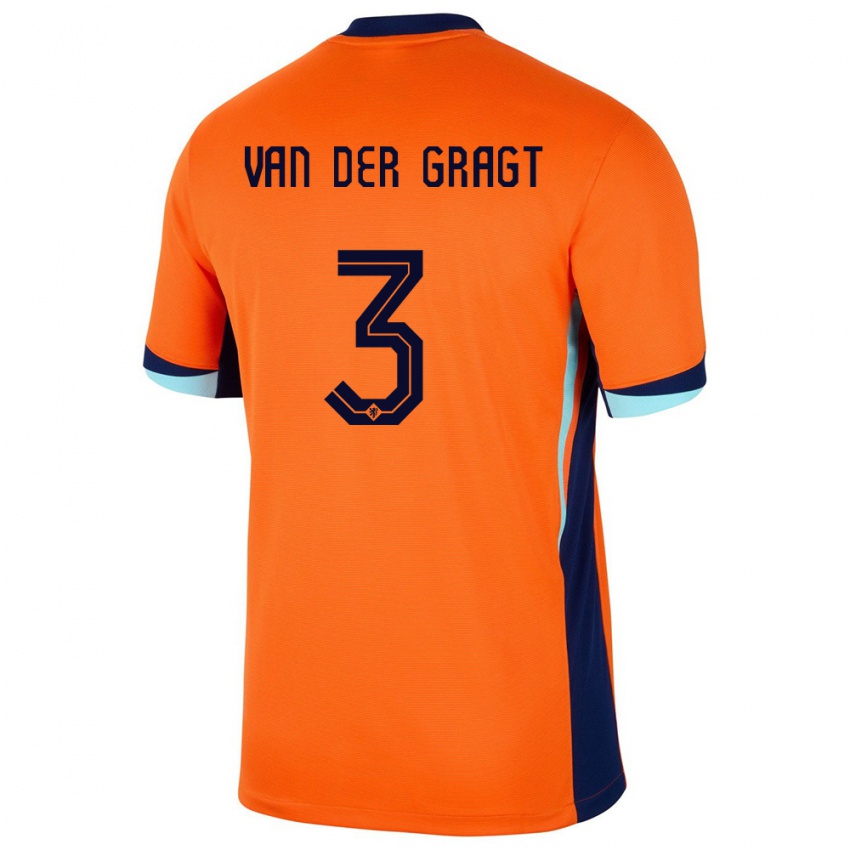 Naisten Alankomaat Stefanie Van Der Gragt #3 Oranssi Kotipaita 24-26 Lyhythihainen Paita T-Paita