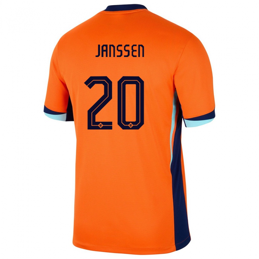 Naisten Alankomaat Dominique Janssen #20 Oranssi Kotipaita 24-26 Lyhythihainen Paita T-Paita