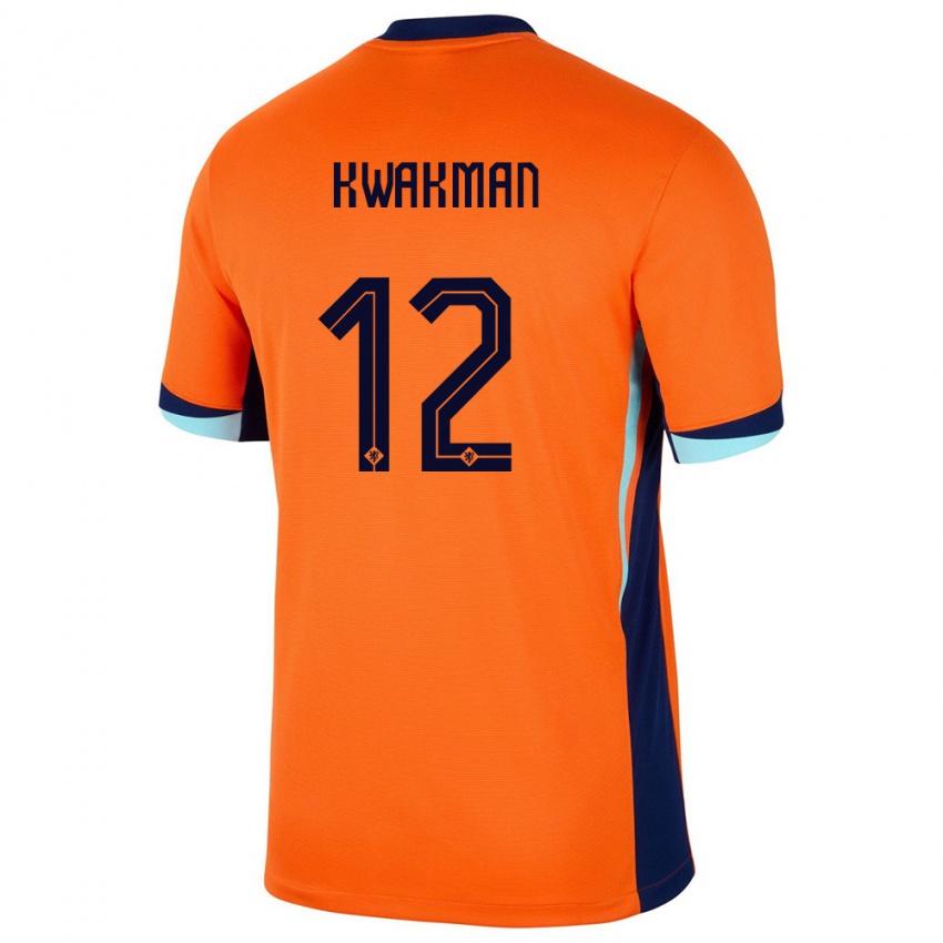 Naisten Alankomaat Dave Kwakman #12 Oranssi Kotipaita 24-26 Lyhythihainen Paita T-Paita