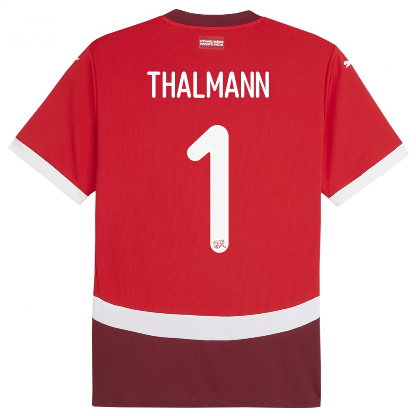 Naisten Sveitsi Gaelle Thalmann #1 Punainen Kotipaita 24-26 Lyhythihainen Paita T-Paita