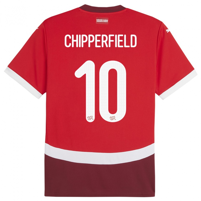 Naisten Sveitsi Liam Chipperfield #10 Punainen Kotipaita 24-26 Lyhythihainen Paita T-Paita