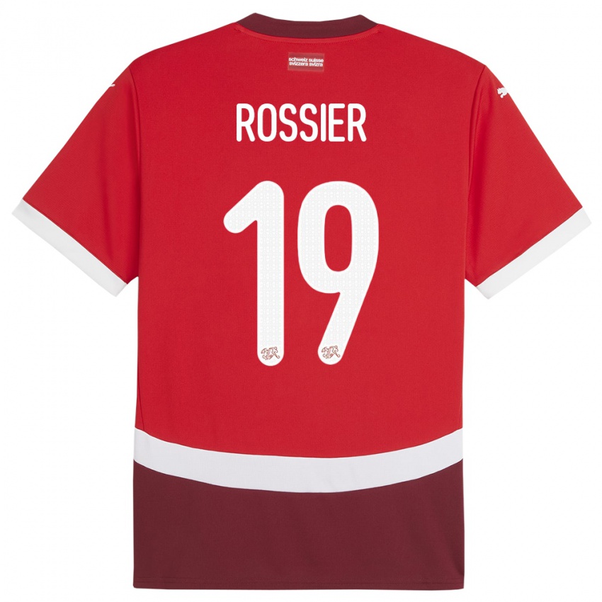 Naisten Sveitsi Evan Rossier #19 Punainen Kotipaita 24-26 Lyhythihainen Paita T-Paita