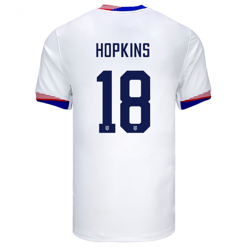 Naisten Yhdysvallat Jackson Hopkins #18 Valkoinen Kotipaita 24-26 Lyhythihainen Paita T-Paita