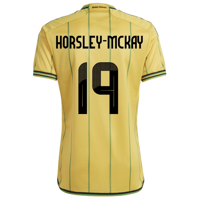 Naisten Jamaika Kyron Horsley-Mckay #19 Keltainen Kotipaita 24-26 Lyhythihainen Paita T-Paita