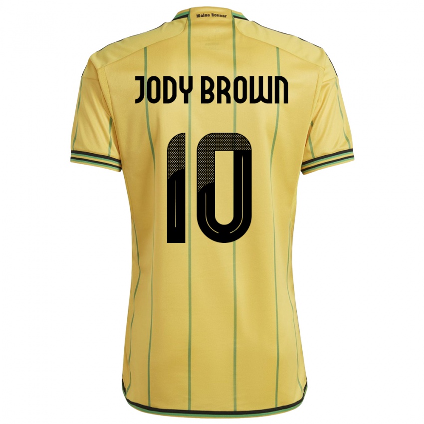 Naisten Jamaika Jody Brown #10 Keltainen Kotipaita 24-26 Lyhythihainen Paita T-Paita