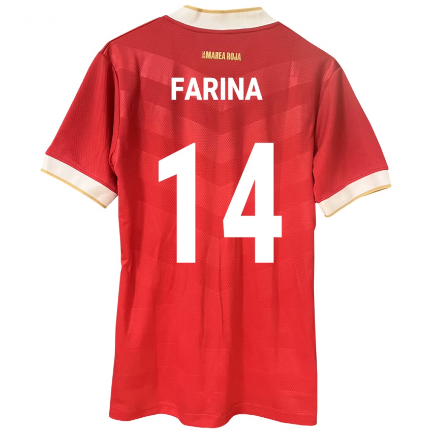 Naisten Panama Edgardo Fariña #14 Punainen Kotipaita 24-26 Lyhythihainen Paita T-Paita