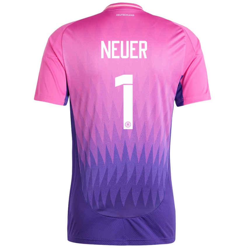 Naisten Saksa Manuel Neuer #1 Vaaleanpunainen Violetti Vieraspaita 24-26 Lyhythihainen Paita T-Paita