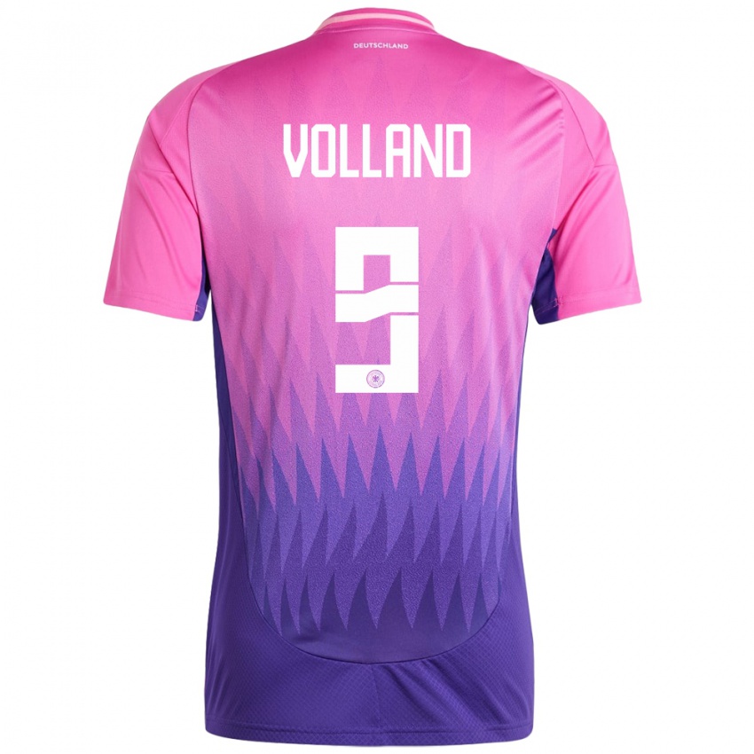Naisten Saksa Kevin Volland #9 Vaaleanpunainen Violetti Vieraspaita 24-26 Lyhythihainen Paita T-Paita