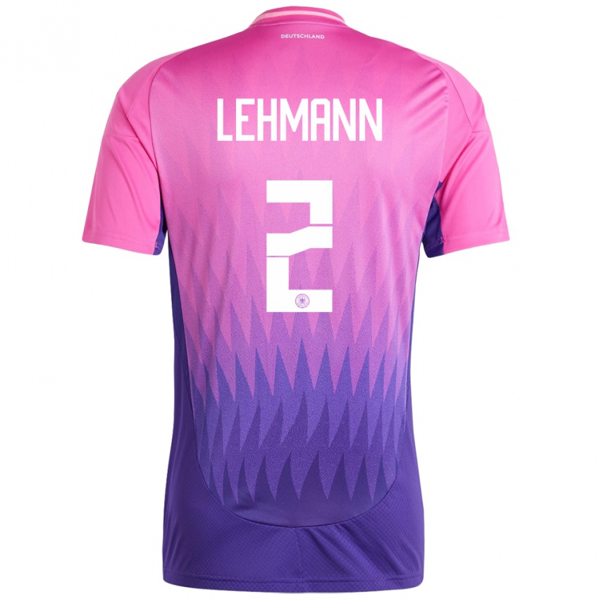 Naisten Saksa Paul Lehmann #2 Vaaleanpunainen Violetti Vieraspaita 24-26 Lyhythihainen Paita T-Paita