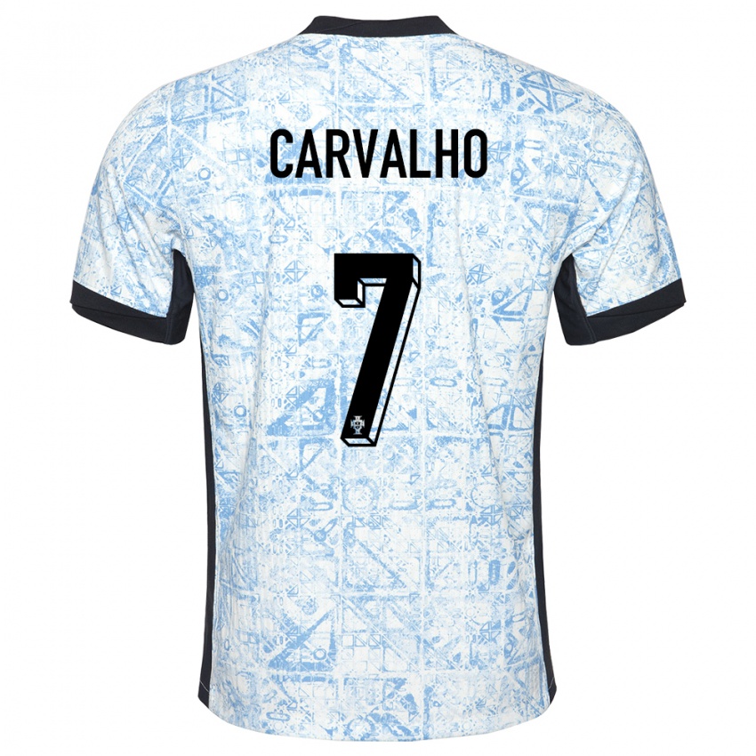 Naisten Portugali Fabio Carvalho #7 Kermansininen Vieraspaita 24-26 Lyhythihainen Paita T-Paita