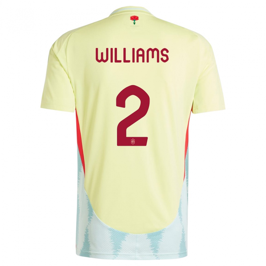 Naisten Espanja Nico Williams #2 Keltainen Vieraspaita 24-26 Lyhythihainen Paita T-Paita