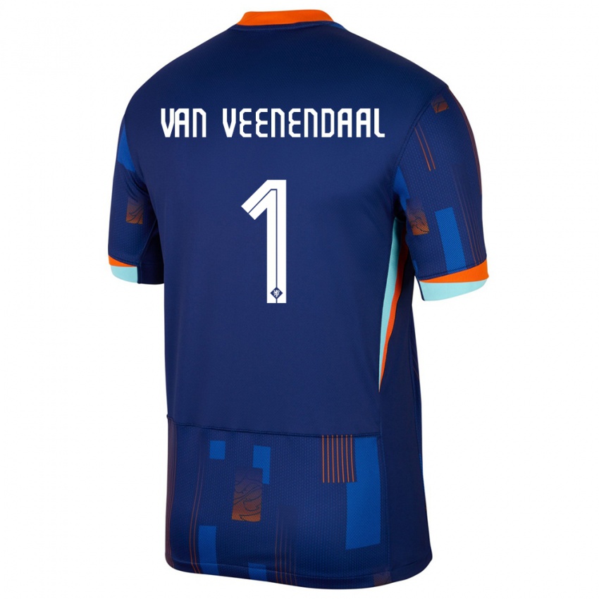 Naisten Alankomaat Sari Van Veenendaal #1 Sininen Vieraspaita 24-26 Lyhythihainen Paita T-Paita