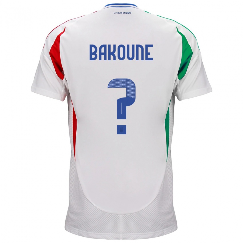 Naisten Italia Adam Bakoune #0 Valkoinen Vieraspaita 24-26 Lyhythihainen Paita T-Paita