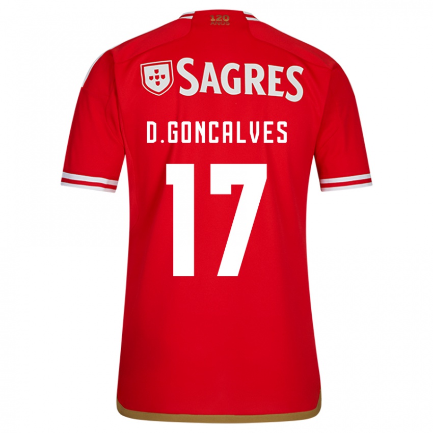 Lapset Diogo Goncalves #17 Punainen Kotipaita 2023/24 Lyhythihainen Paita T-Paita