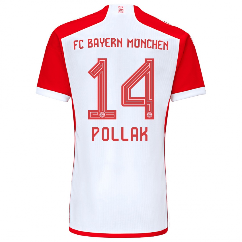 Lapset Florian Pollak #14 Punainen Valkoinen Kotipaita 2023/24 Lyhythihainen Paita T-Paita
