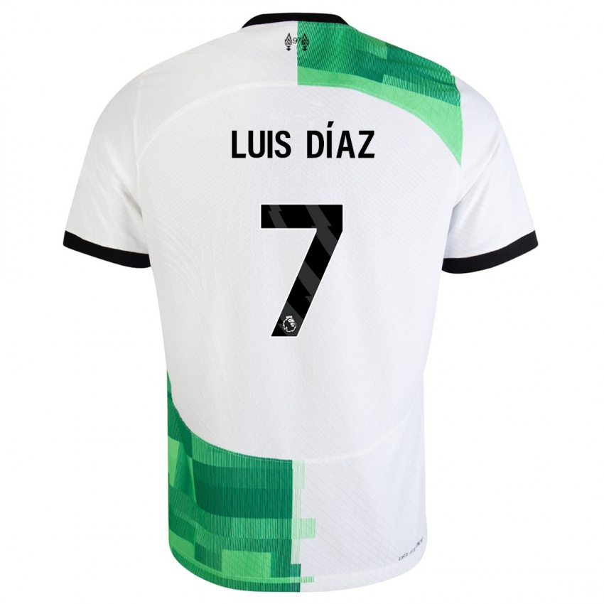 Lapset Luis Diaz #7 Valkoinen Vihreä Vieraspaita 2023/24 Lyhythihainen Paita T-Paita