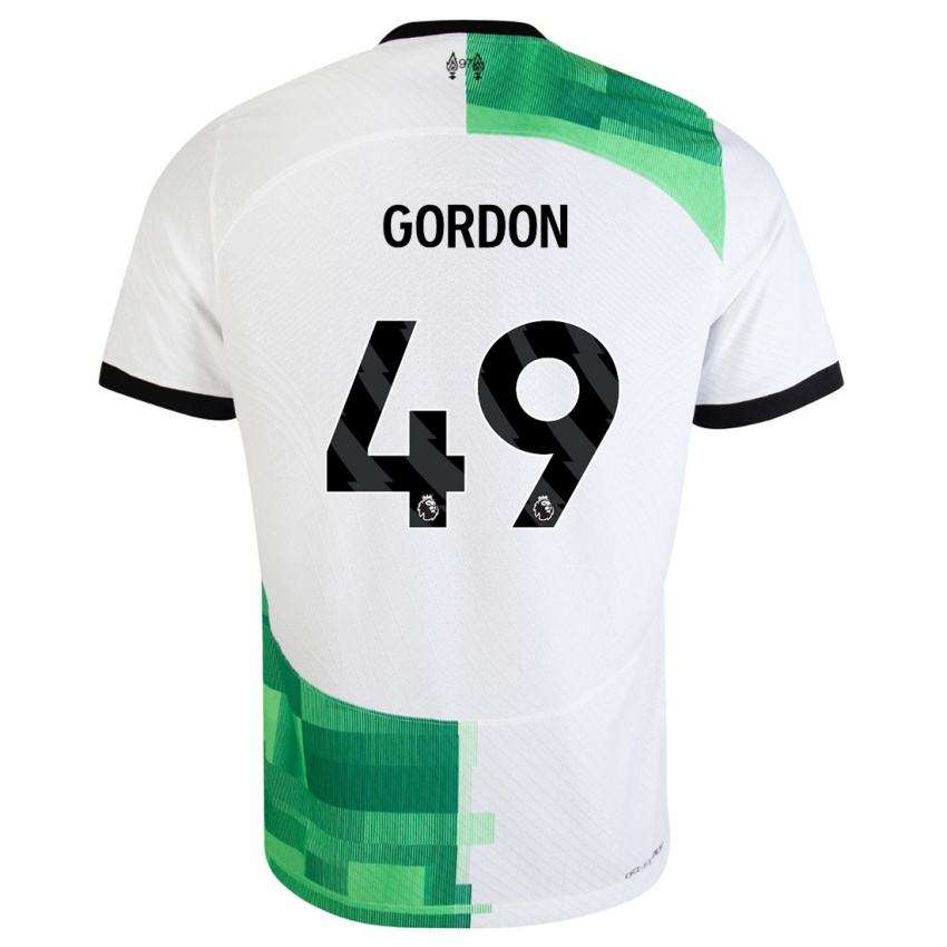 Lapset Kaide Gordon #49 Valkoinen Vihreä Vieraspaita 2023/24 Lyhythihainen Paita T-Paita