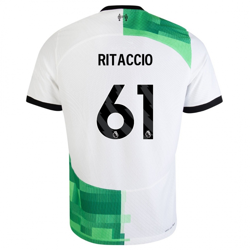 Lapset Matteo Ritaccio #61 Valkoinen Vihreä Vieraspaita 2023/24 Lyhythihainen Paita T-Paita