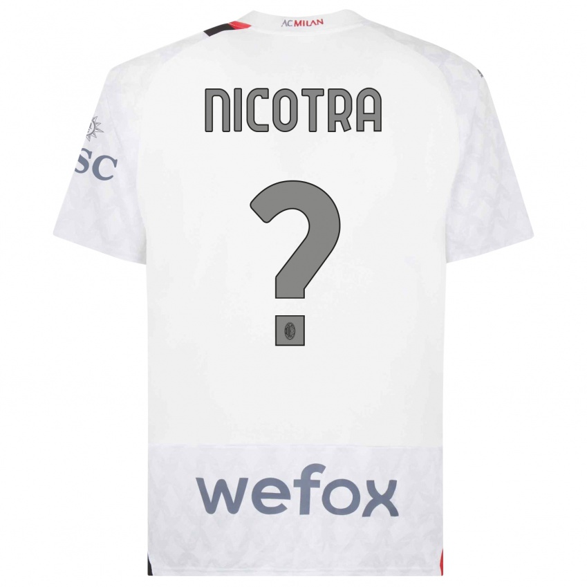 Lapset Riccardo Nicotra #0 Valkoinen Vieraspaita 2023/24 Lyhythihainen Paita T-Paita
