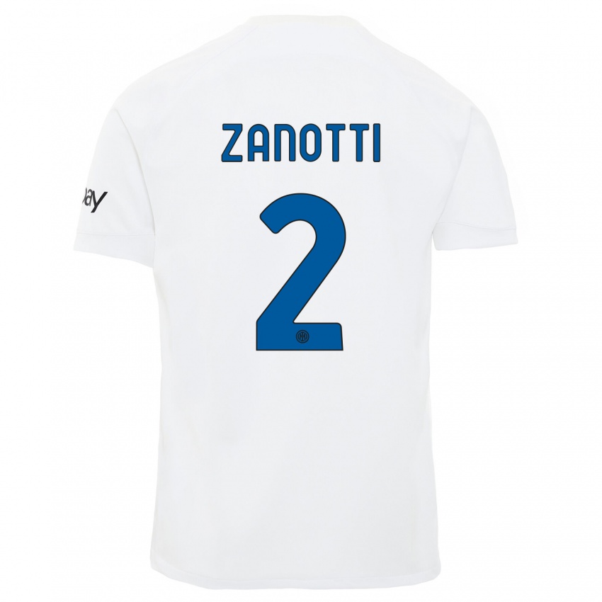 Lapset Mattia Zanotti #2 Valkoinen Vieraspaita 2023/24 Lyhythihainen Paita T-Paita