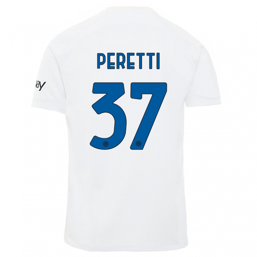 Lapset Lorenzo Peretti #37 Valkoinen Vieraspaita 2023/24 Lyhythihainen Paita T-Paita