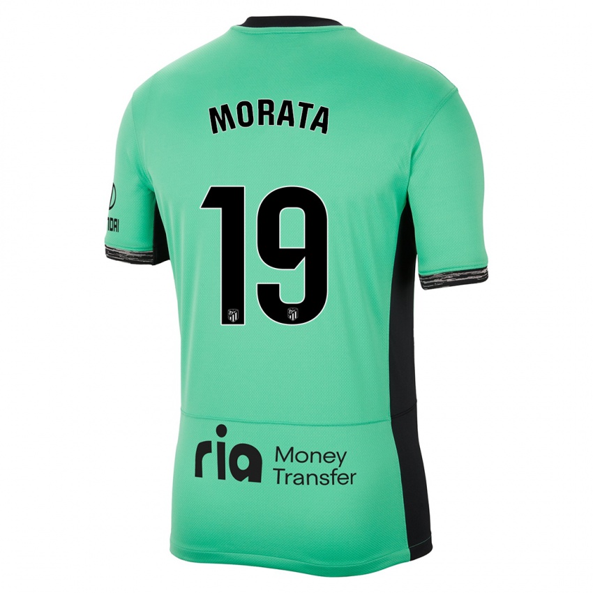 Lapset Alvaro Morata #19 Keväänvihreä Kolmas Sarja 2023/24 Lyhythihainen Paita T-Paita
