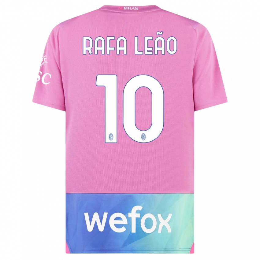 Lapset Rafael Leao #10 Vaaleanpunainen Violetti Kolmas Sarja 2023/24 Lyhythihainen Paita T-Paita