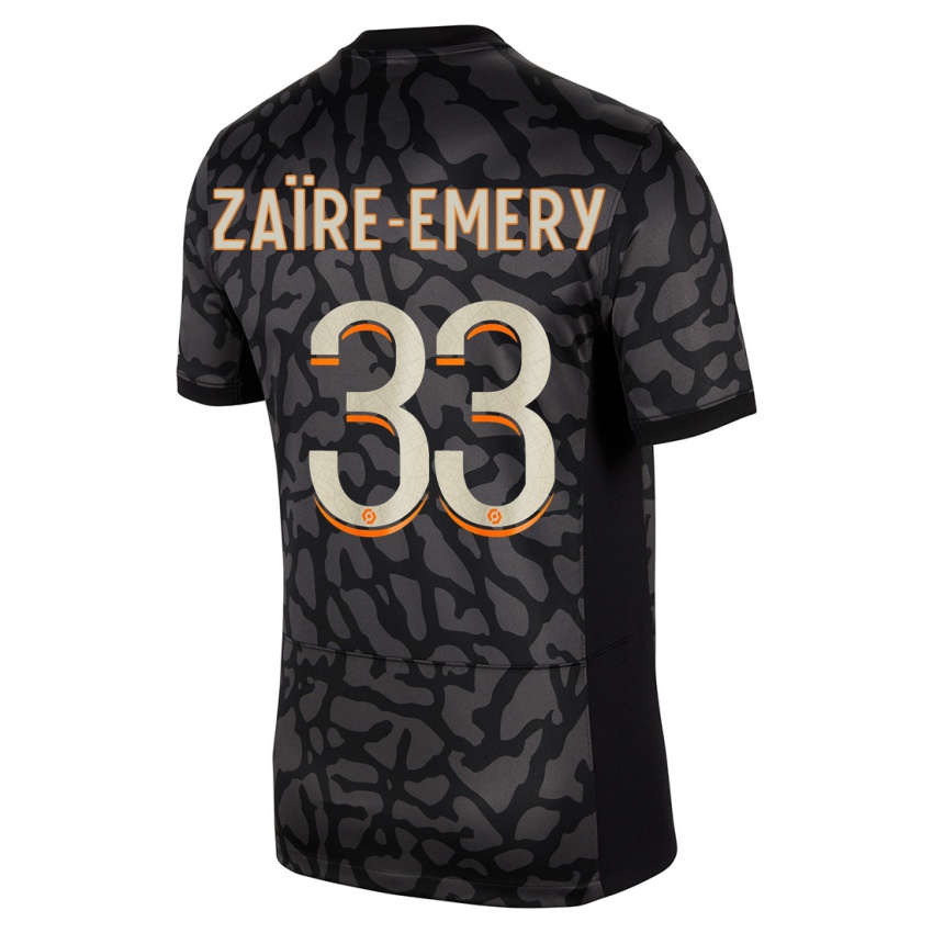 Lapset Warren Zaire Emery #33 Musta Kolmas Sarja 2023/24 Lyhythihainen Paita T-Paita