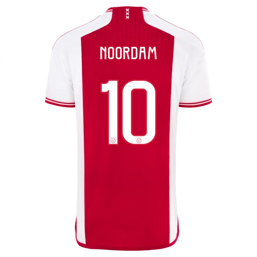 Miesten Nadine Noordam #10 Punainen Valkoinen Kotipaita 2023/24 Lyhythihainen Paita T-Paita