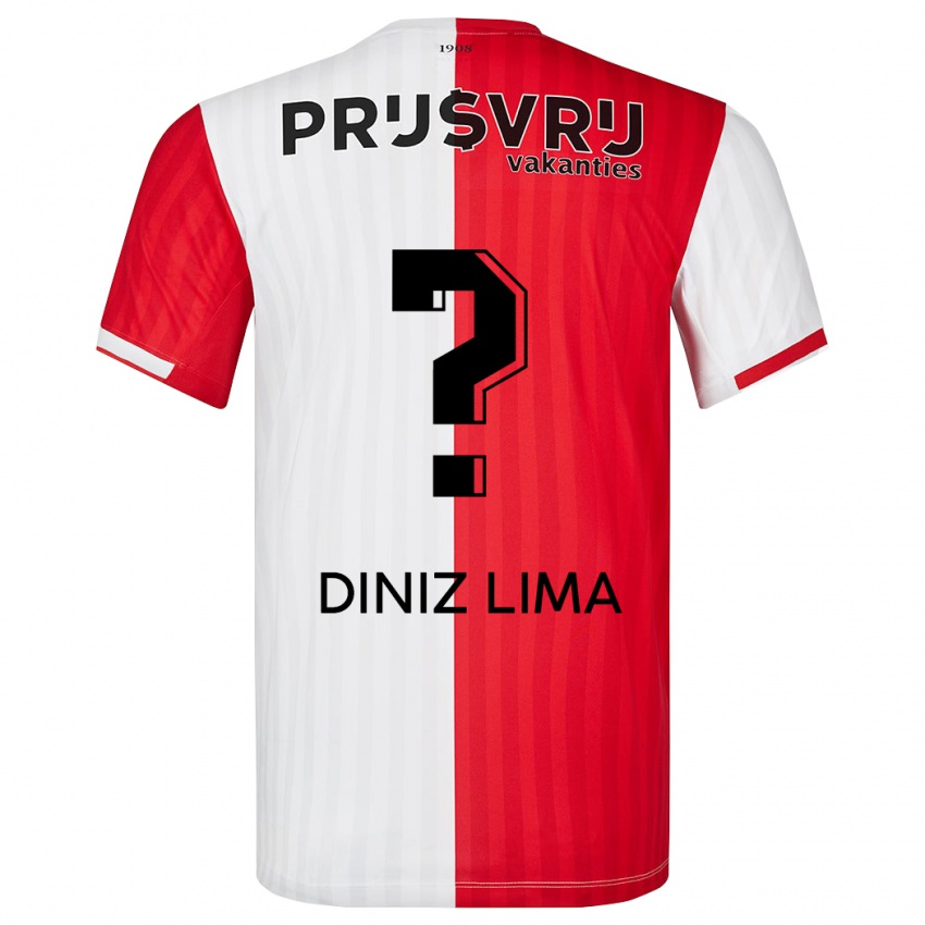 Miesten Lucas Diniz Lima #0 Punainen Valkoinen Kotipaita 2023/24 Lyhythihainen Paita T-Paita