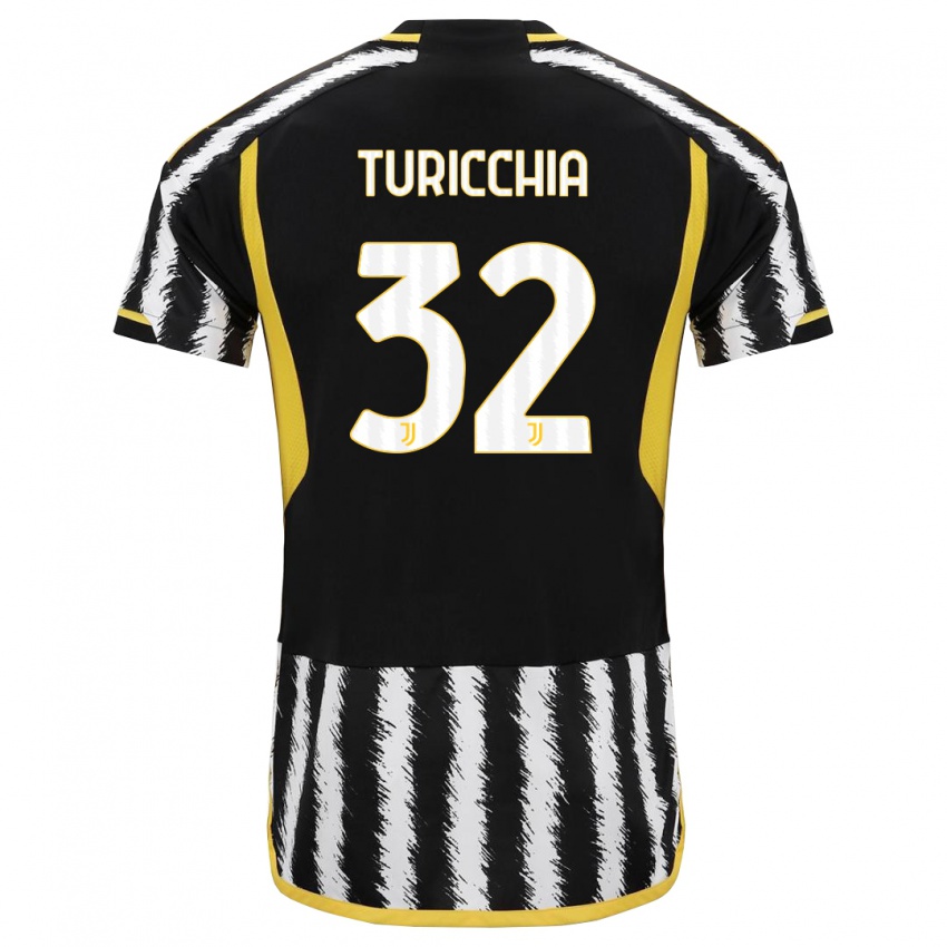 Miesten Riccardo Turicchia #32 Musta Valkoinen Kotipaita 2023/24 Lyhythihainen Paita T-Paita