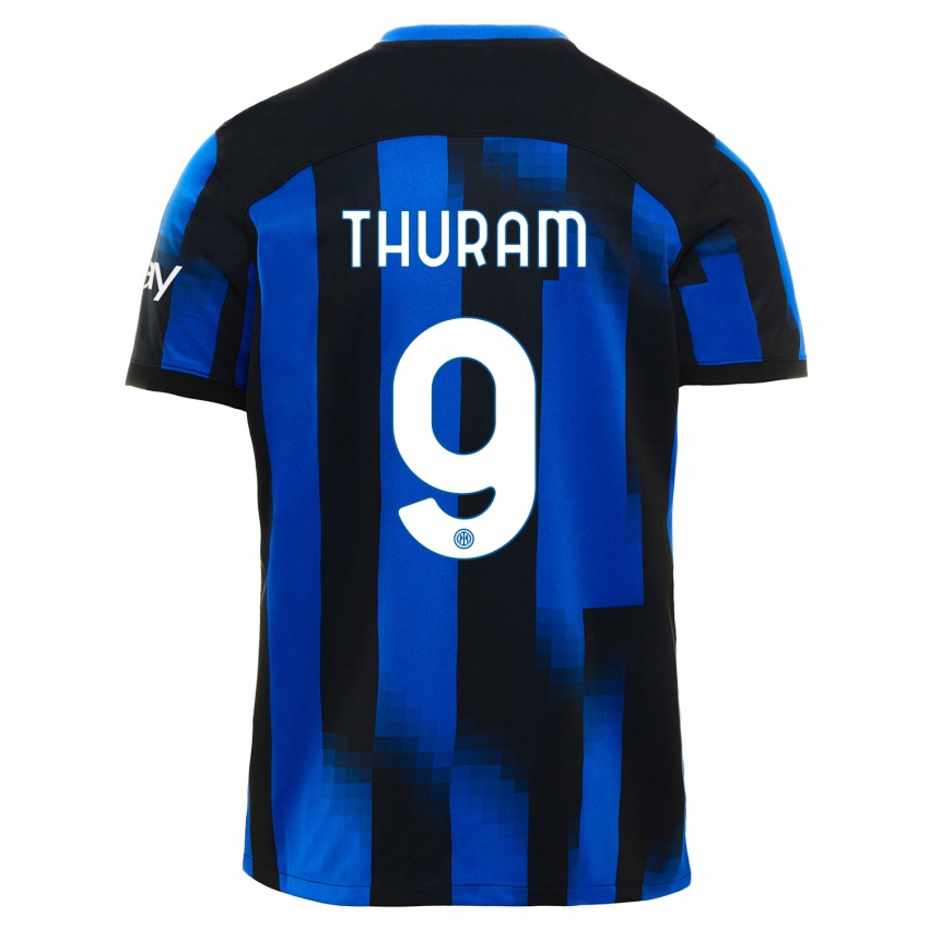 Miesten Marcus Thuram #9 Musta Sininen Kotipaita 2023/24 Lyhythihainen Paita T-Paita