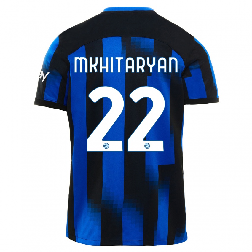 Miesten Henrikh Mkhitaryan #22 Musta Sininen Kotipaita 2023/24 Lyhythihainen Paita T-Paita