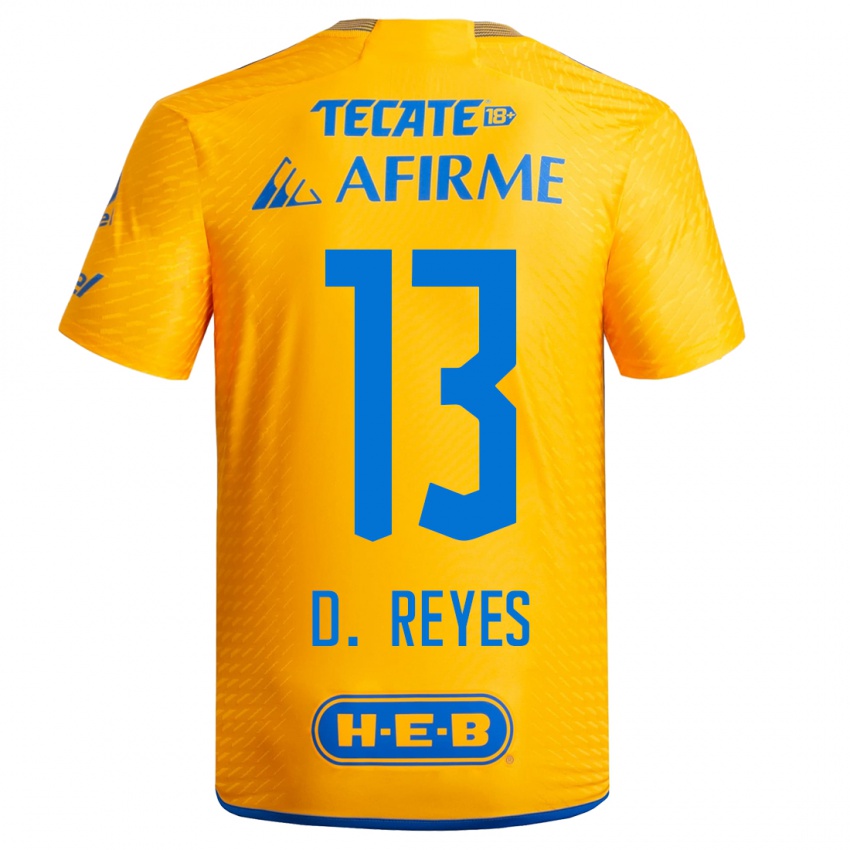 Miesten Diego Reyes #13 Keltainen Kotipaita 2023/24 Lyhythihainen Paita T-Paita
