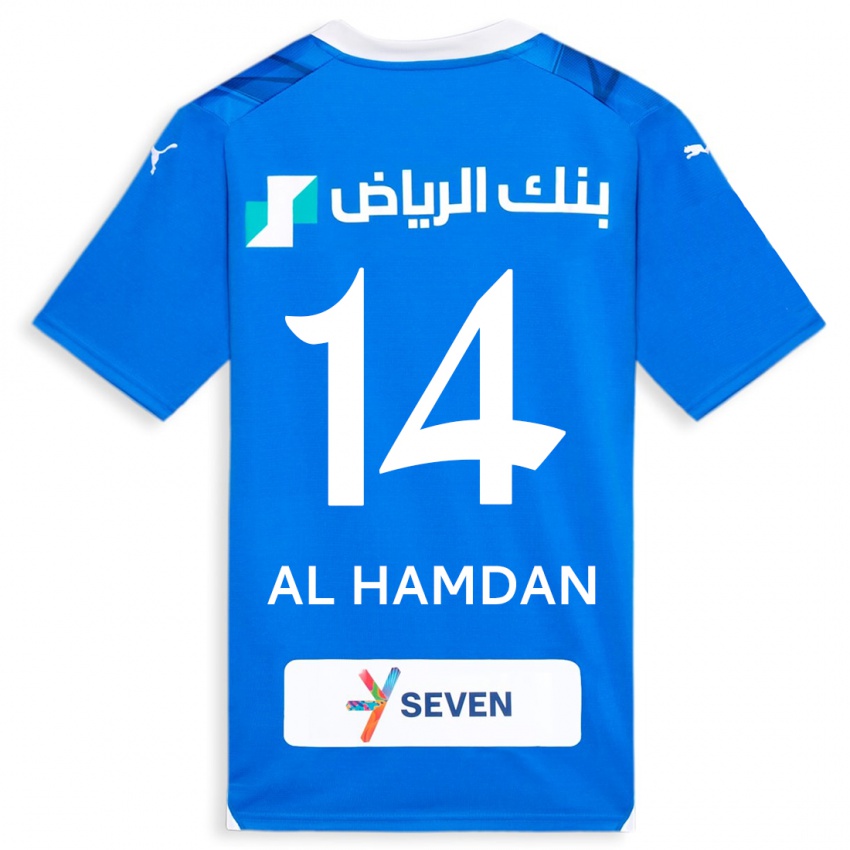 Miesten Abdullah Al-Hamdan #14 Sininen Kotipaita 2023/24 Lyhythihainen Paita T-Paita