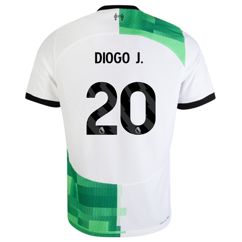 Miesten Diogo Jota #20 Valkoinen Vihreä Vieraspaita 2023/24 Lyhythihainen Paita T-Paita