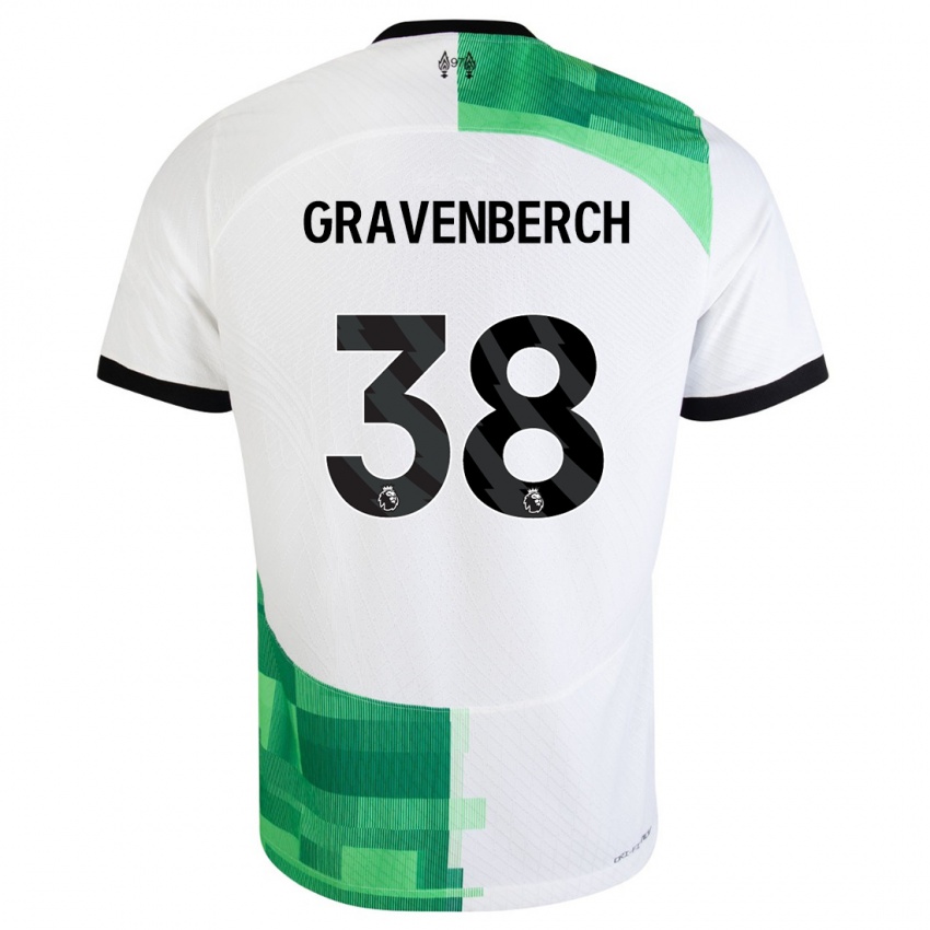 Miesten Ryan Gravenberch #38 Valkoinen Vihreä Vieraspaita 2023/24 Lyhythihainen Paita T-Paita