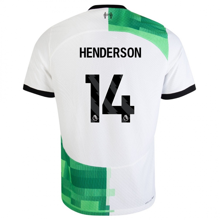 Miesten Henderson #14 Valkoinen Vihreä Vieraspaita 2023/24 Lyhythihainen Paita T-Paita