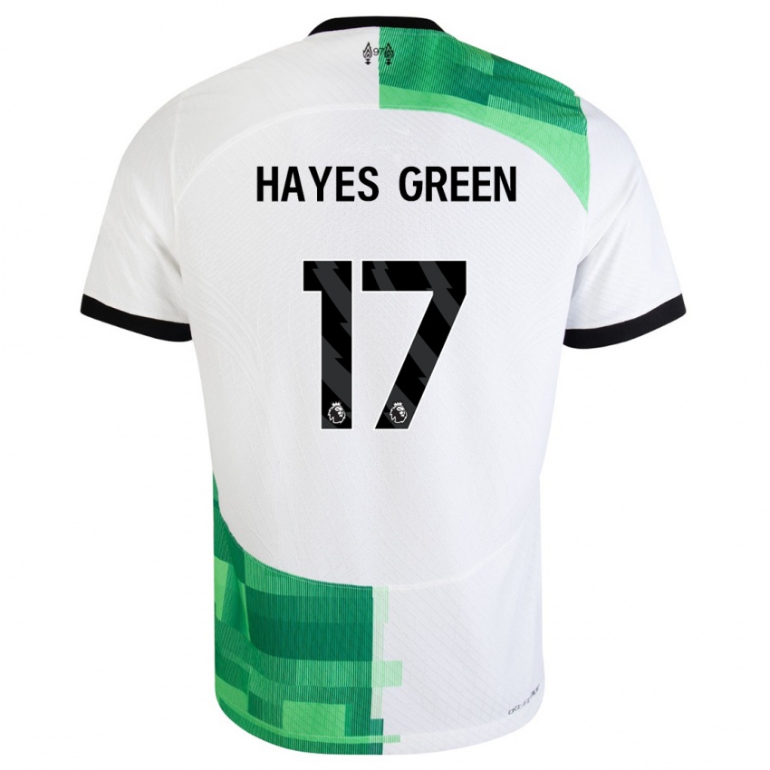 Miesten Charlie Hayes-Green #17 Valkoinen Vihreä Vieraspaita 2023/24 Lyhythihainen Paita T-Paita